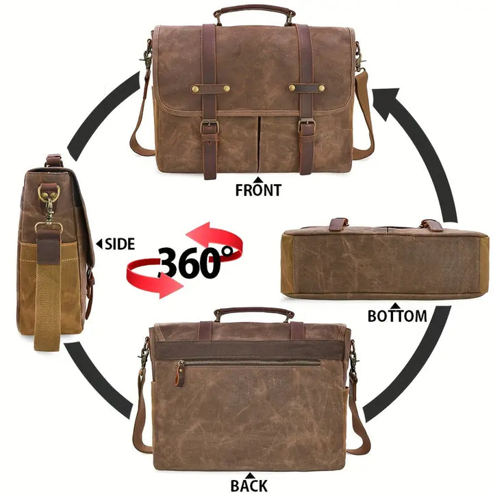 Nomad Trail Waxed Canvas Leather Messenger Bag