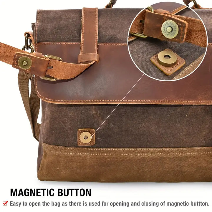 Summit Bound Leather & Canvas Messenger