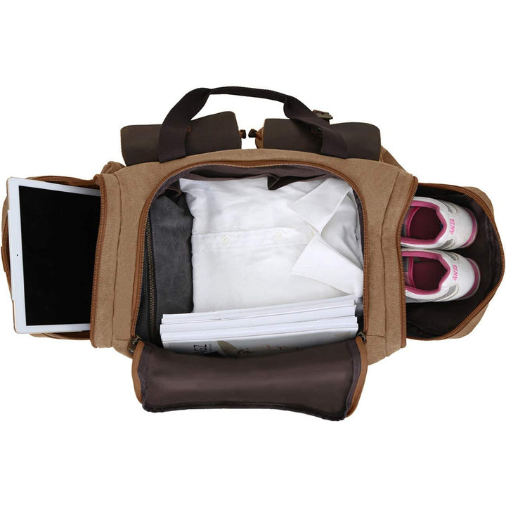 Canvas Cowhide Leather Weekender Travel Duffel Bag Leather Bags Gallery