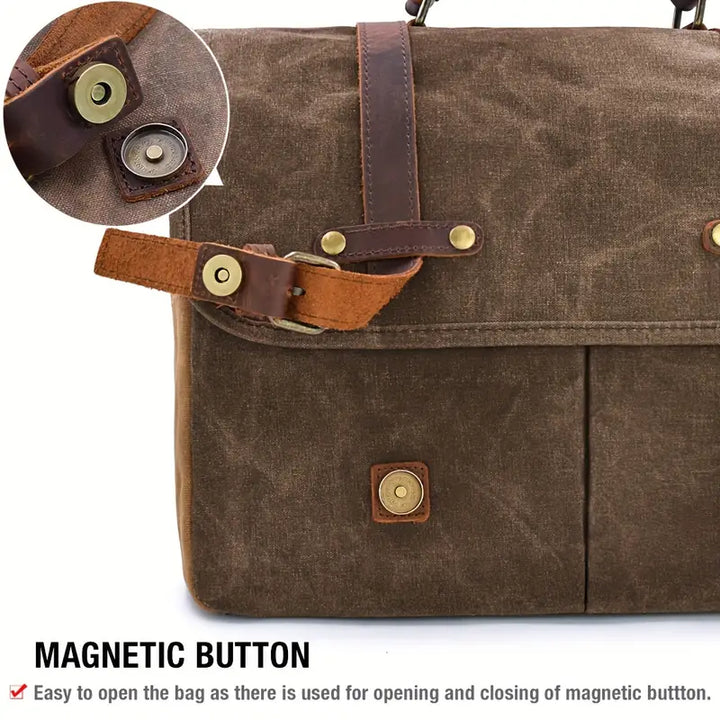Nomad Trail Waxed Canvas Leather Messenger Bag