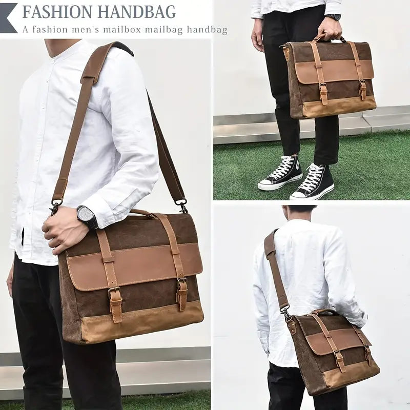 Summit Bound Leather & Canvas Messenger