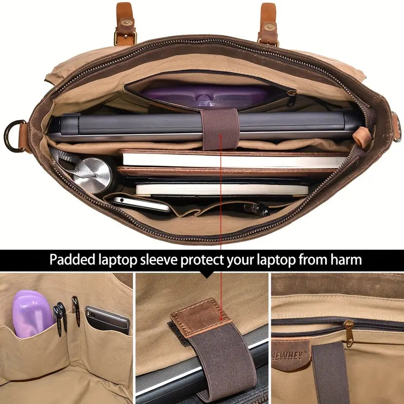 Summit Bound Leather & Canvas Messenger