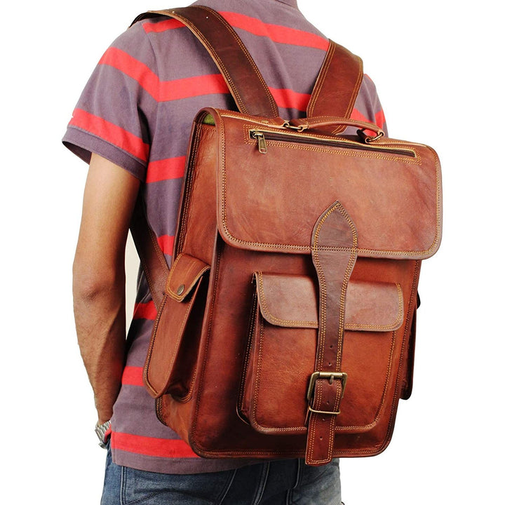 Retro Top Grain Leather Backpack