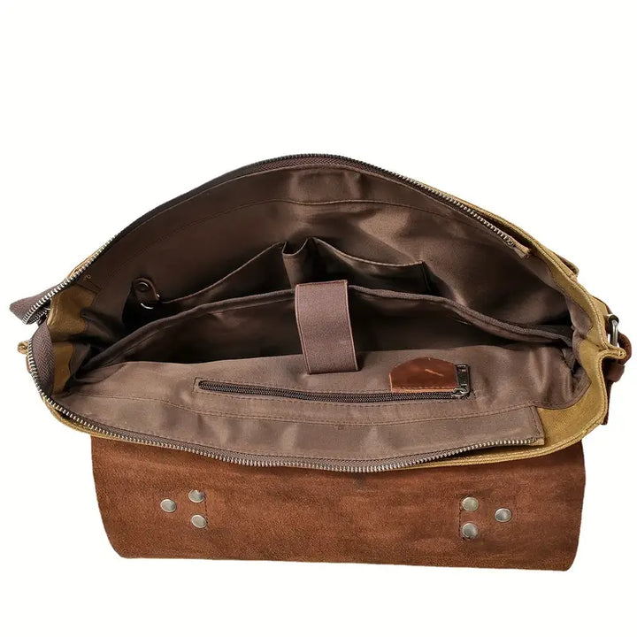 Heritage Voyager Leather & Canvas Messenger
