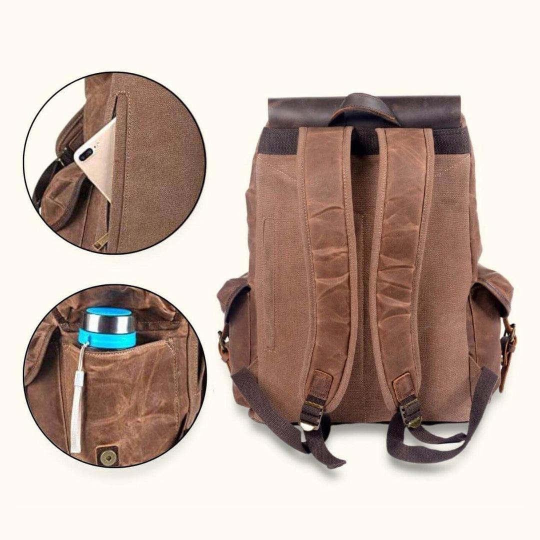 Wilderness Trek Leather Canvas Backpack