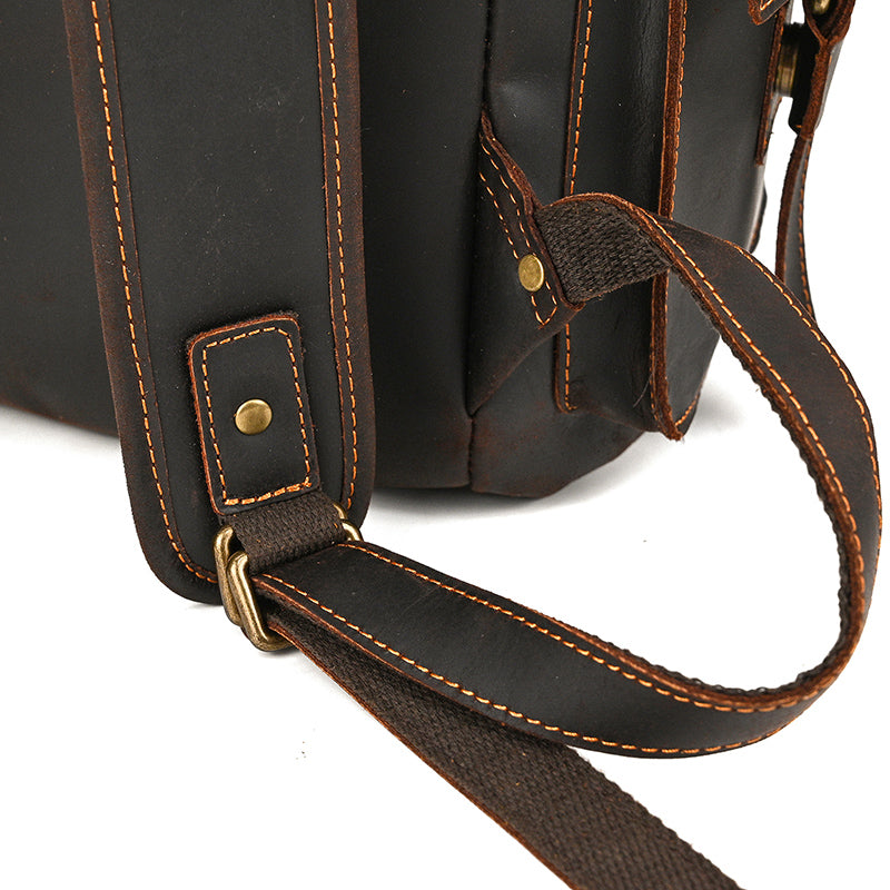 17" Retro Buffalo Leather Laptop Travel Backpack