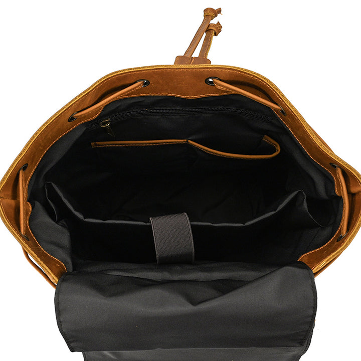 17" Retro Buffalo Leather Laptop Travel Backpack