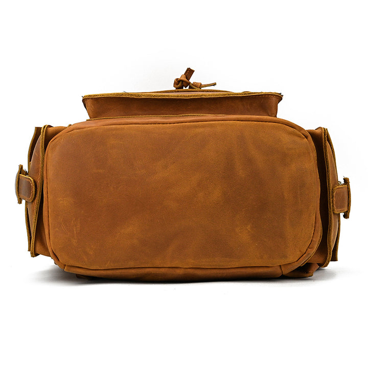 17" Retro Buffalo Leather Laptop Travel Backpack