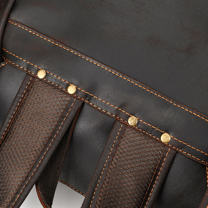 17" Retro Buffalo Leather Laptop Travel Backpack