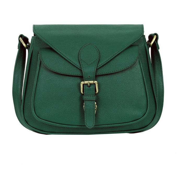 Luxe Belle Women's Full-Grain Buffalo Leather Handbag - Green
