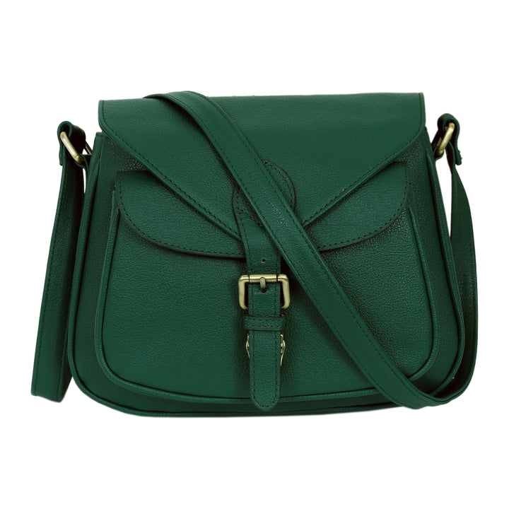 Luxe Belle Women's Full-Grain Buffalo Leather Handbag - Green