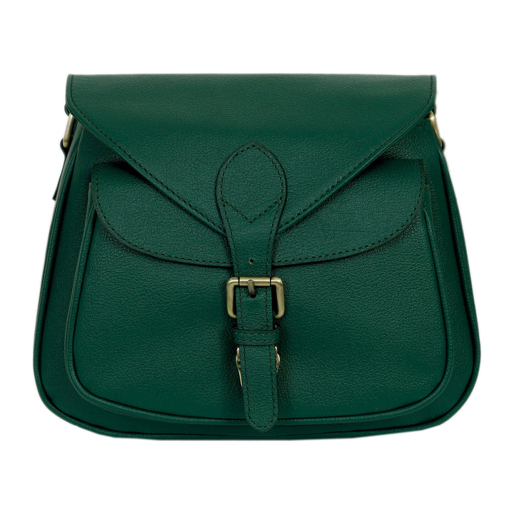 Luxe Belle Women's Full-Grain Buffalo Leather Handbag - Green