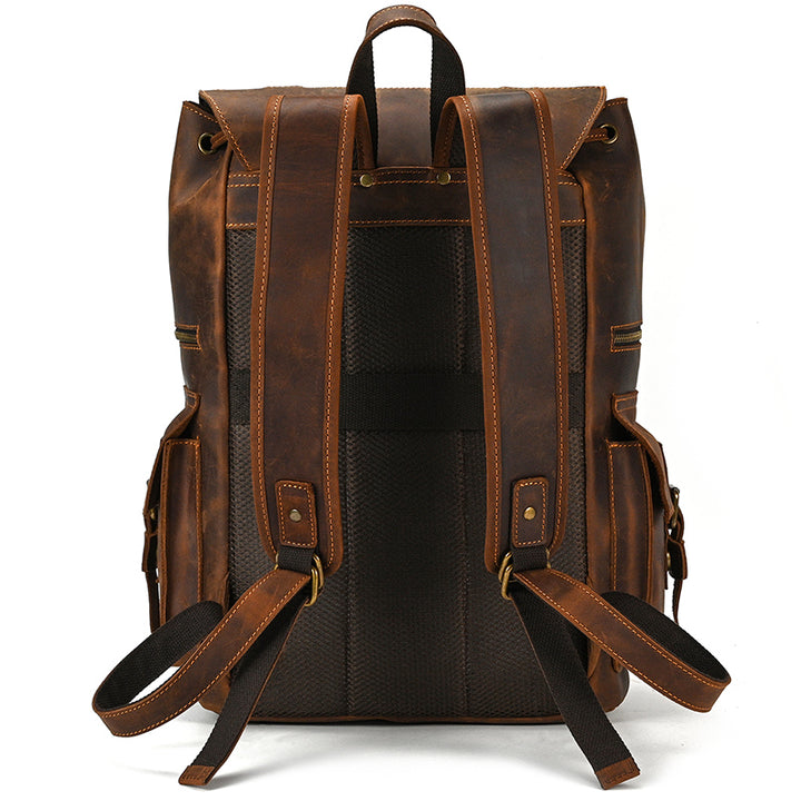 17" Retro Buffalo Leather Laptop Travel Backpack