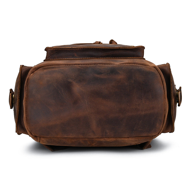 17" Retro Buffalo Leather Laptop Travel Backpack