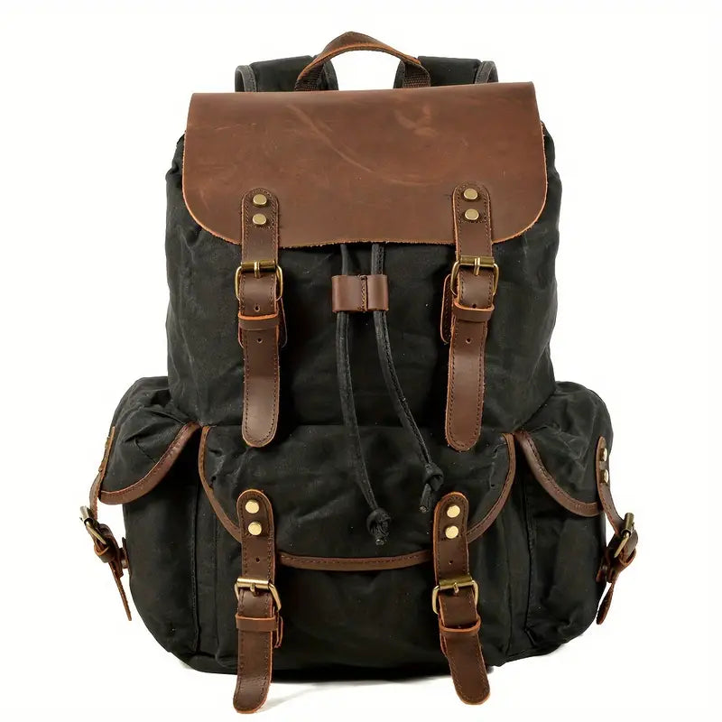 Wilderness Trek Leather Canvas Backpack