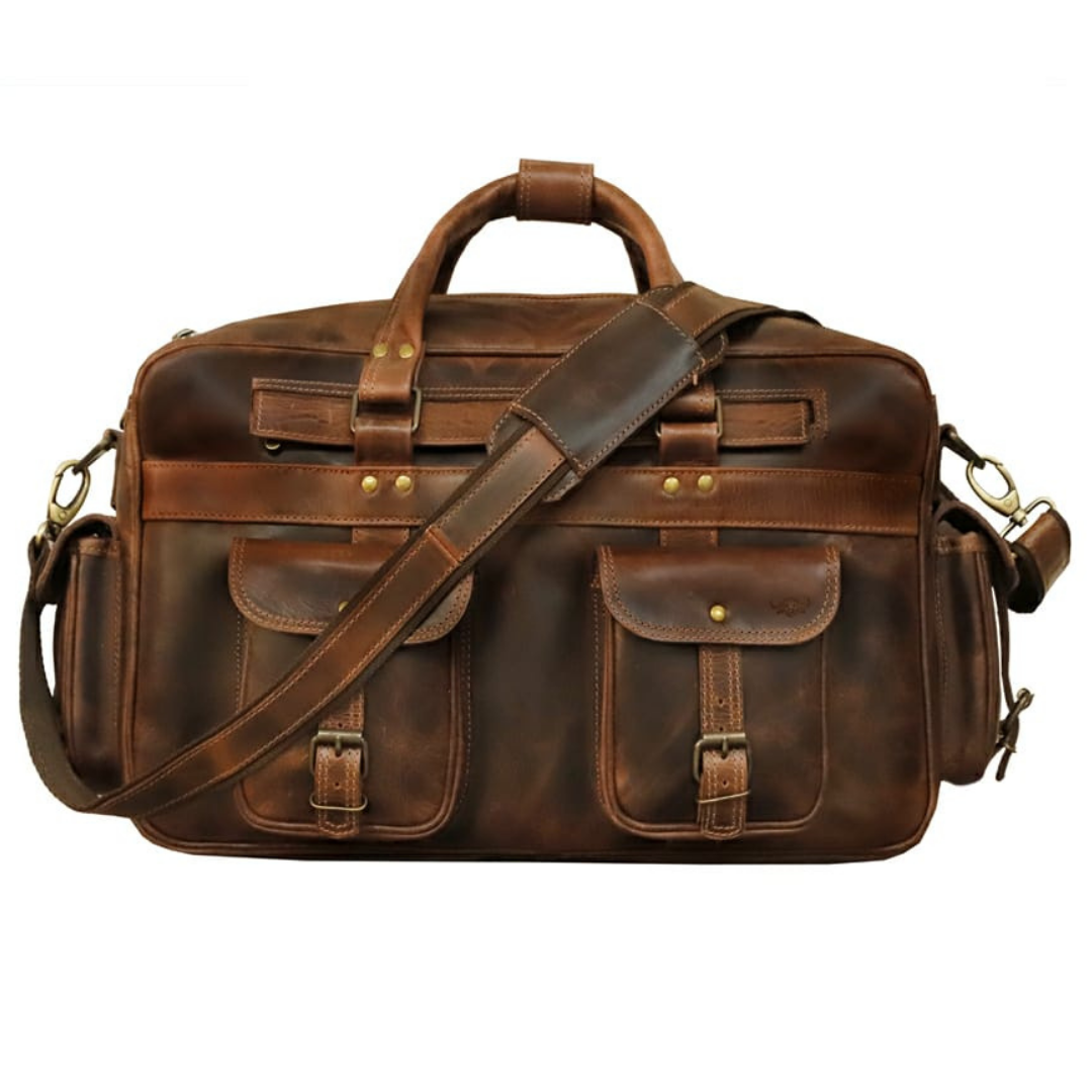 Roosevelt Buffalo Leather Briefcase Bag | Dark Oak