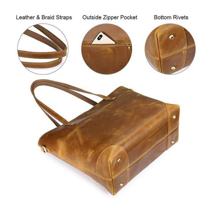 Retro Genuine Leather Shoulder Bag - 1