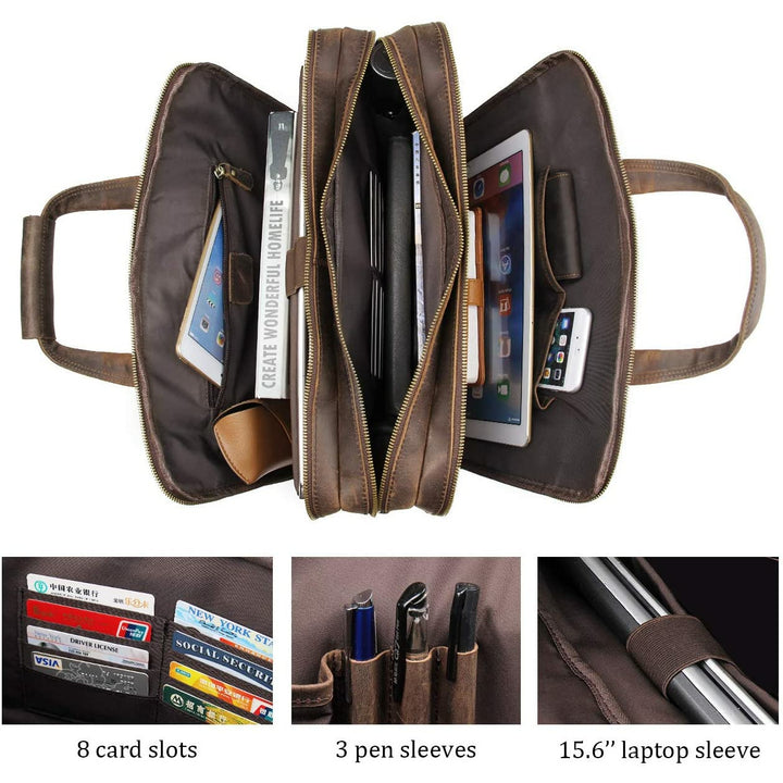 Crazy Horse Handmade Buffalo Leather Briefcase