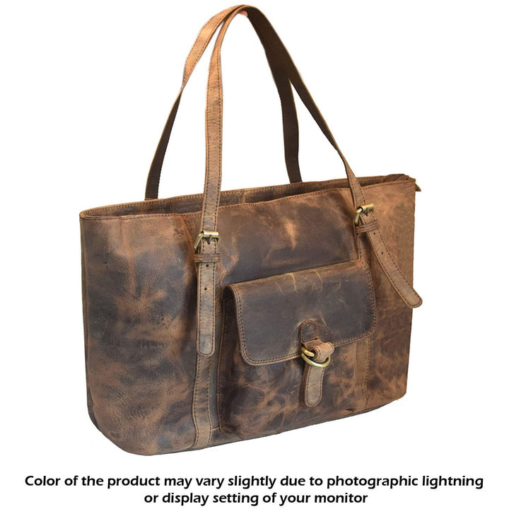 Rugged Buffalo Leather Tote Bag for Women - 4