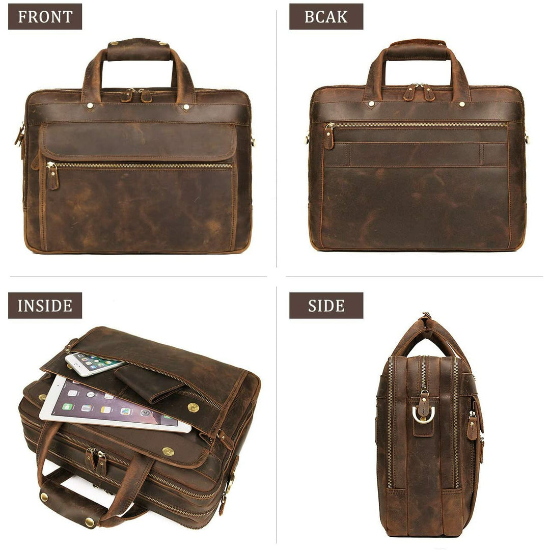 Crazy Horse Handmade Buffalo Leather Briefcase