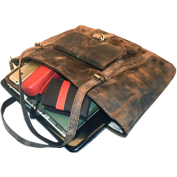 Rugged Buffalo Leather Tote Bag for Women - 1
