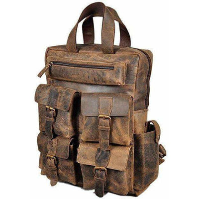 18"  Large Vintage Leather Backpack Rucksack Leather Bags Gallery
