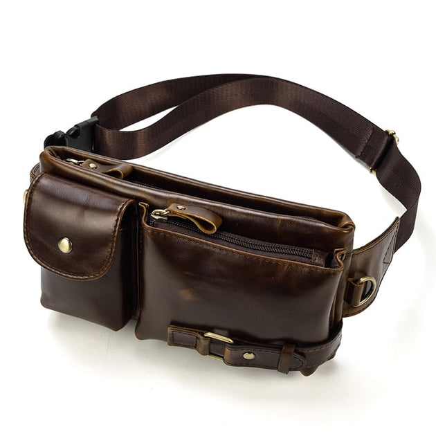 Men Leather Cell Phone Pouch Belt Loop Bag Shoulder Crossbody Waist Pack  Fashion
