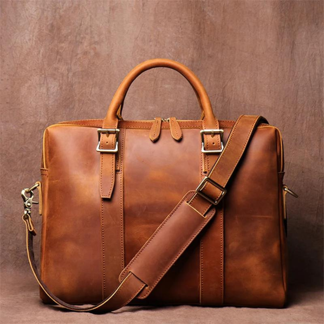 Elevate Your Style: Crazy Horse Leather Laptop Bag