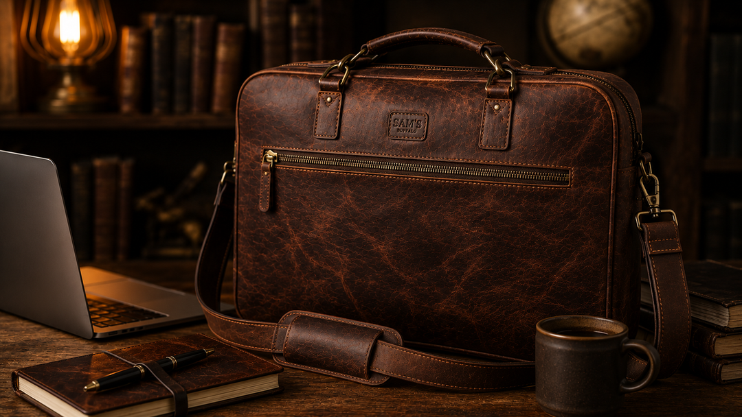 Elevate Your Style: Crazy Horse Leather Laptop Bag