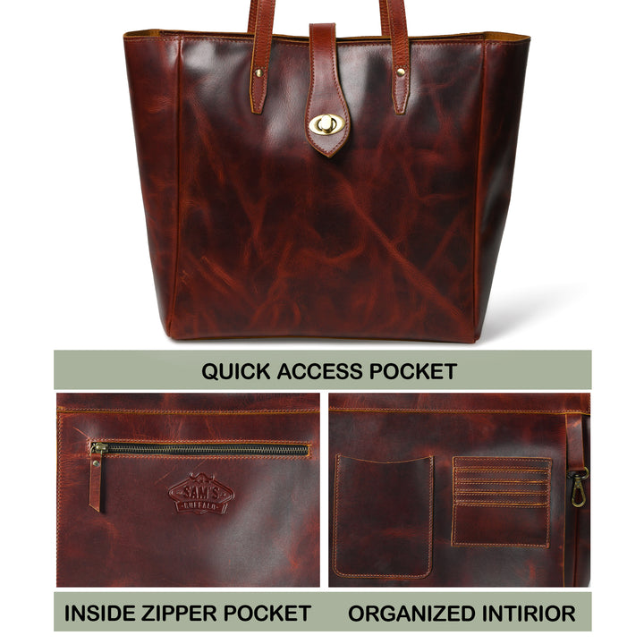 Crimson Luxe Buffalo Leather Tote