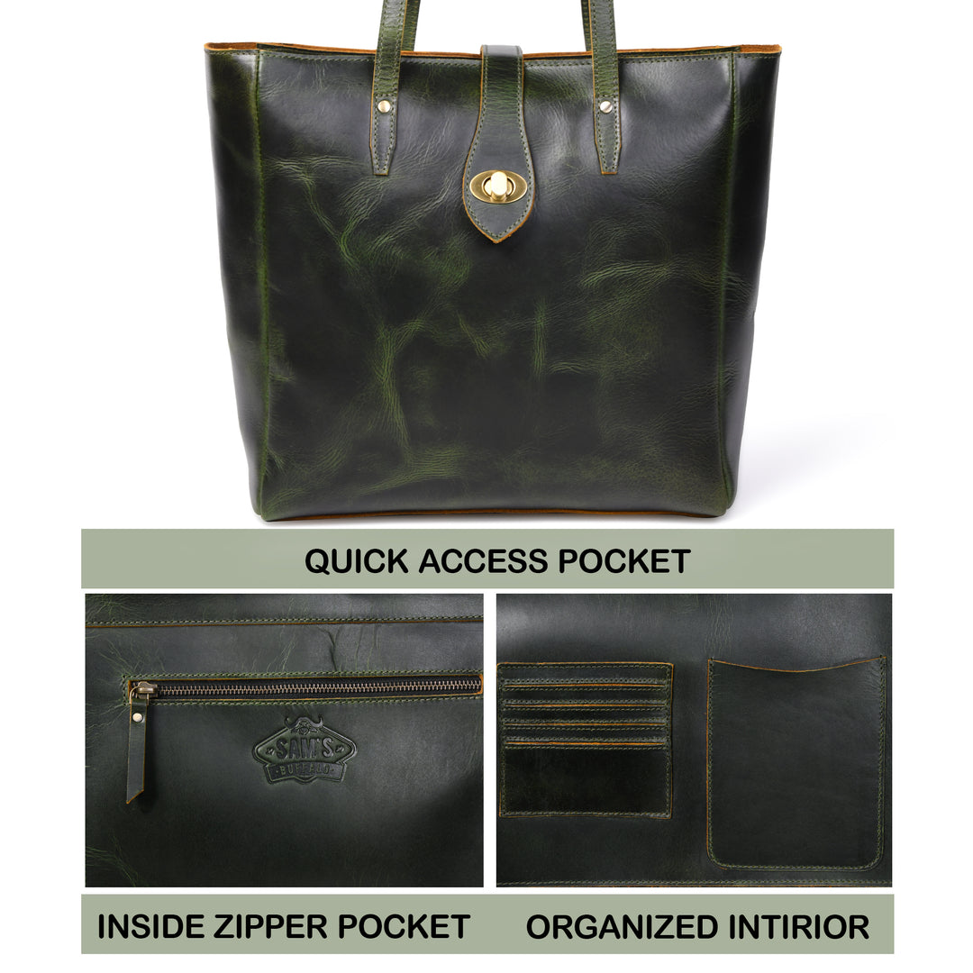 Evergreen Buffalo Leather Tote