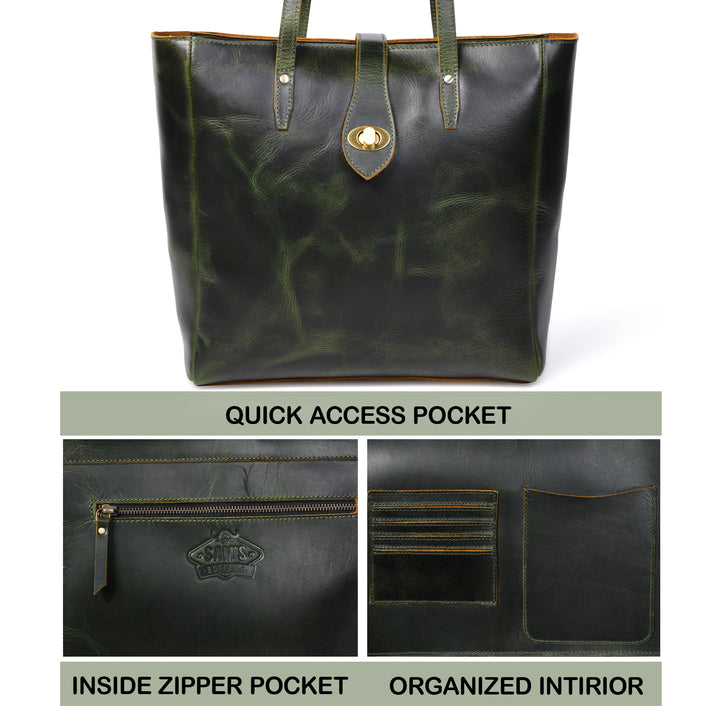Evergreen Buffalo Leather Tote