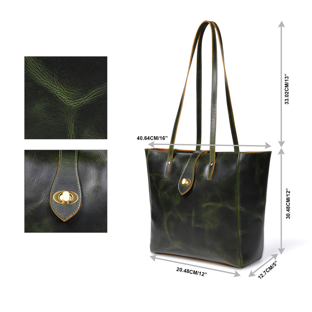 Evergreen Buffalo Leather Tote