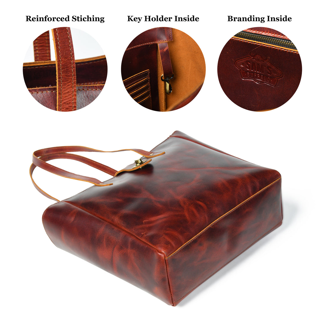 Crimson Luxe Buffalo Leather Tote