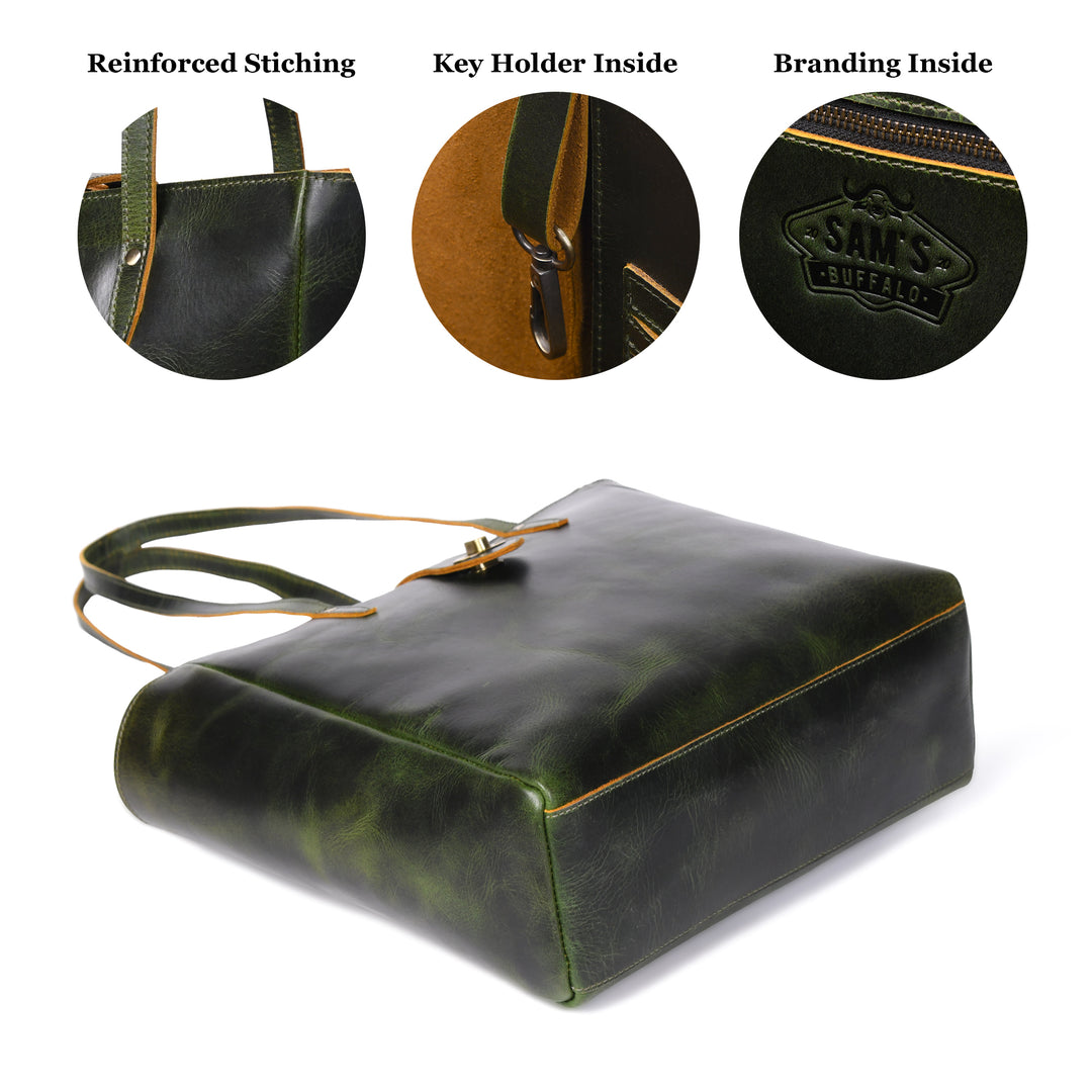 Evergreen Buffalo Leather Tote