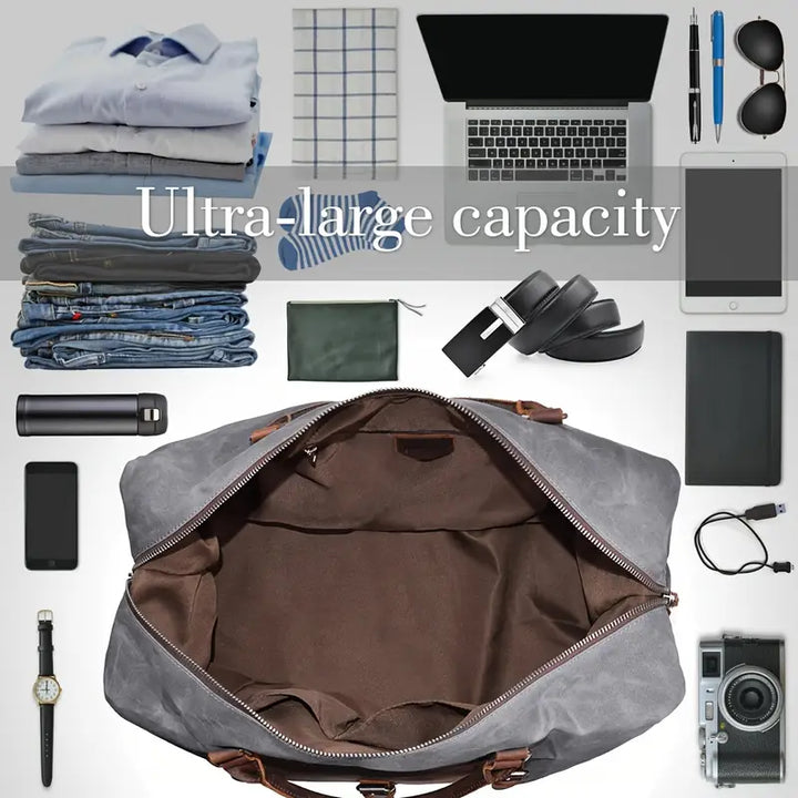 Vintage Canvas Leather Duffle Bag