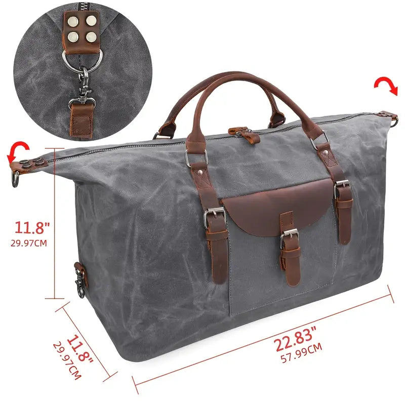 Vintage Canvas Leather Duffle Bag