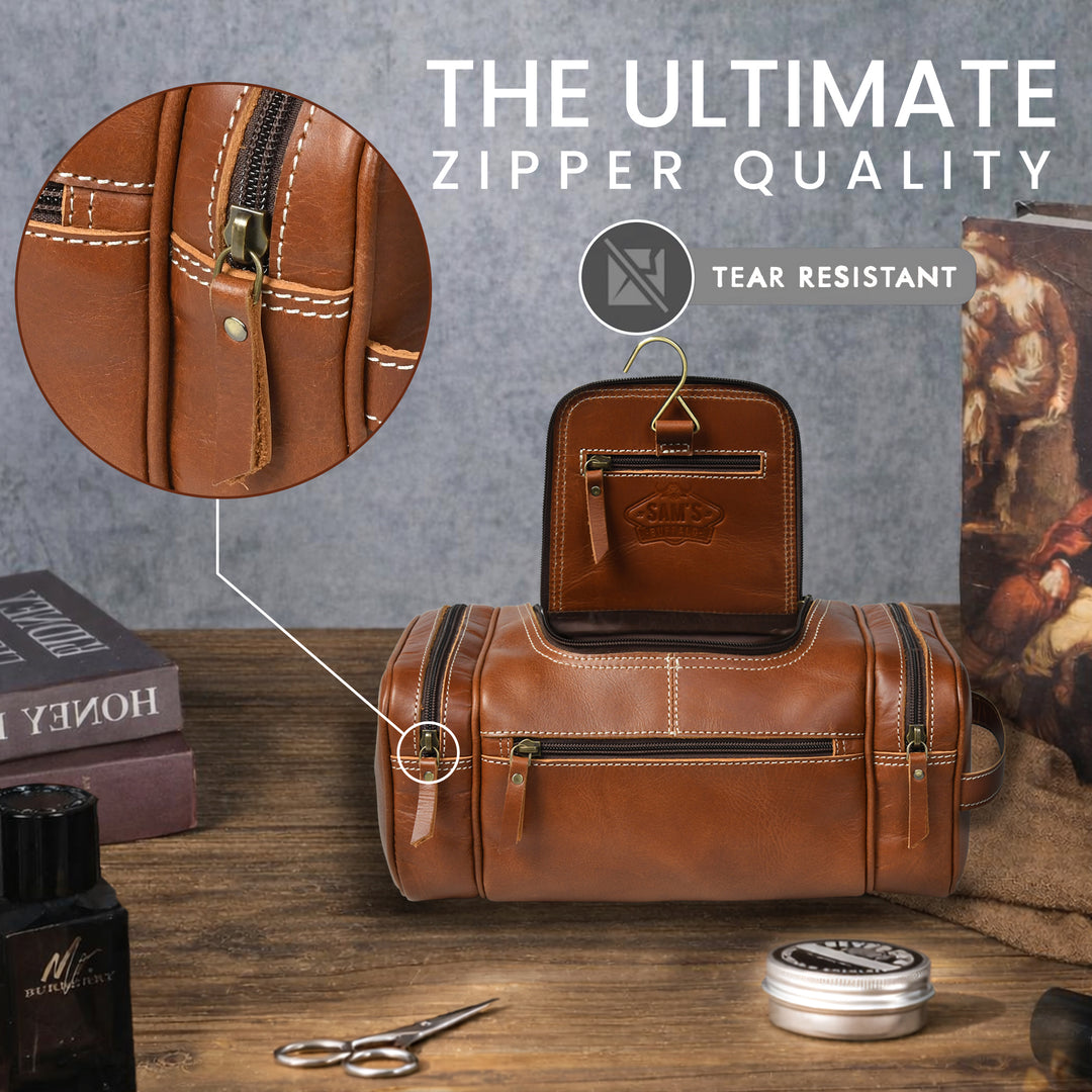 The Voyager | Full-Grain Leather Hanging Toiletry Bag