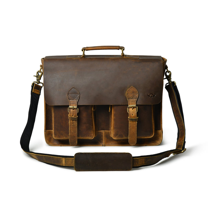 Buffalo Leather Retro Briefcase - Pecan Savory - 4
