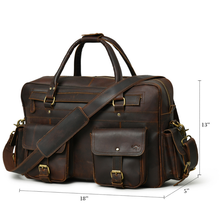 Retro Buffalo Leather Business Briefcase - 8
