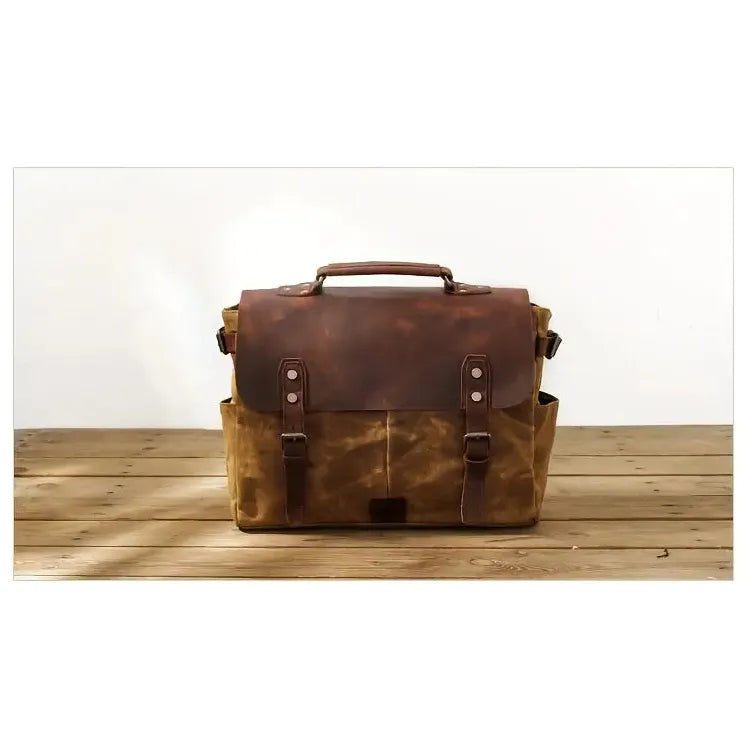Heritage Voyager Leather & Canvas Messenger