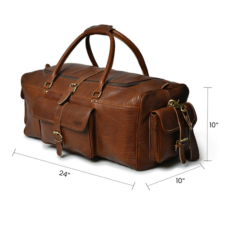 Cool Soft Buffalo Leather Duffel Bag - Nebulous Saddle - 7