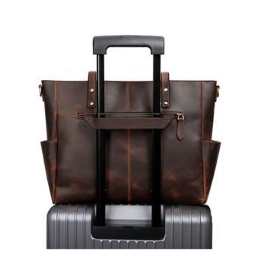 Vintage Genuine Leather Tote Bag - 3