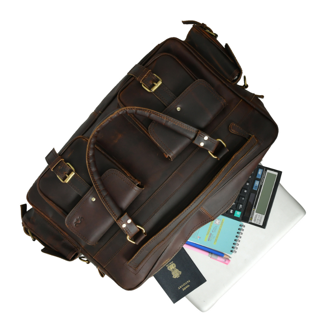 Retro Buffalo Leather Business Briefcase - 5
