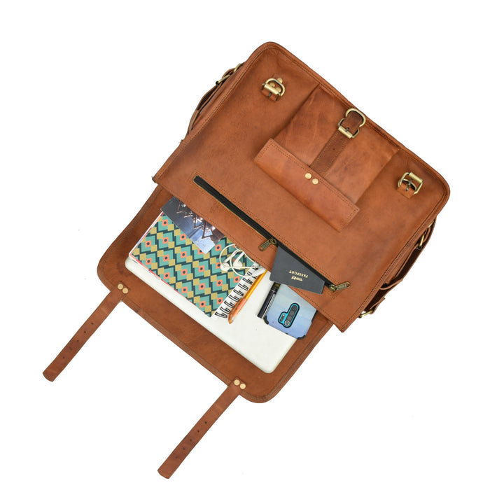One Pocket Top Grain Leather Briefcase