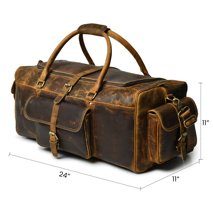 Retro Buffalo Leather Duffle Bag - Recondite Sepia - 7