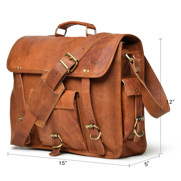 One Pocket Top Grain Leather Briefcase