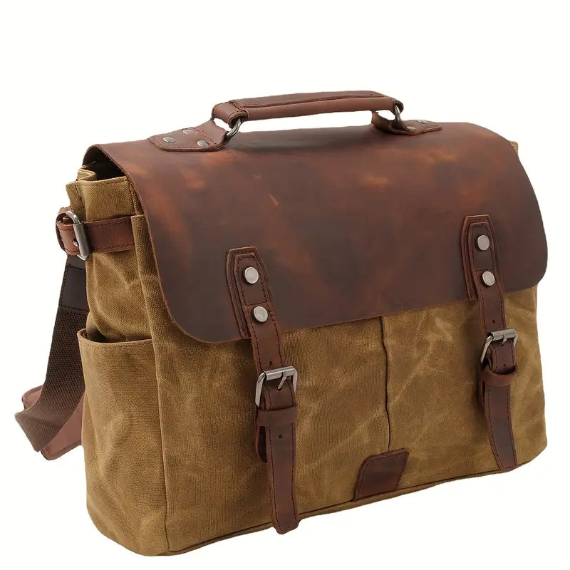 Heritage Voyager Leather & Canvas Messenger