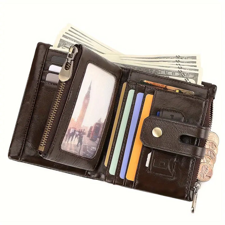 Vintage Cowhide Large Capacity Leather Wallet
