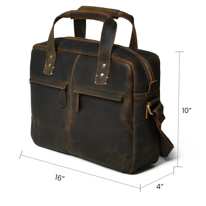 Vintage Buffalo Leather Laptop Bag - 4